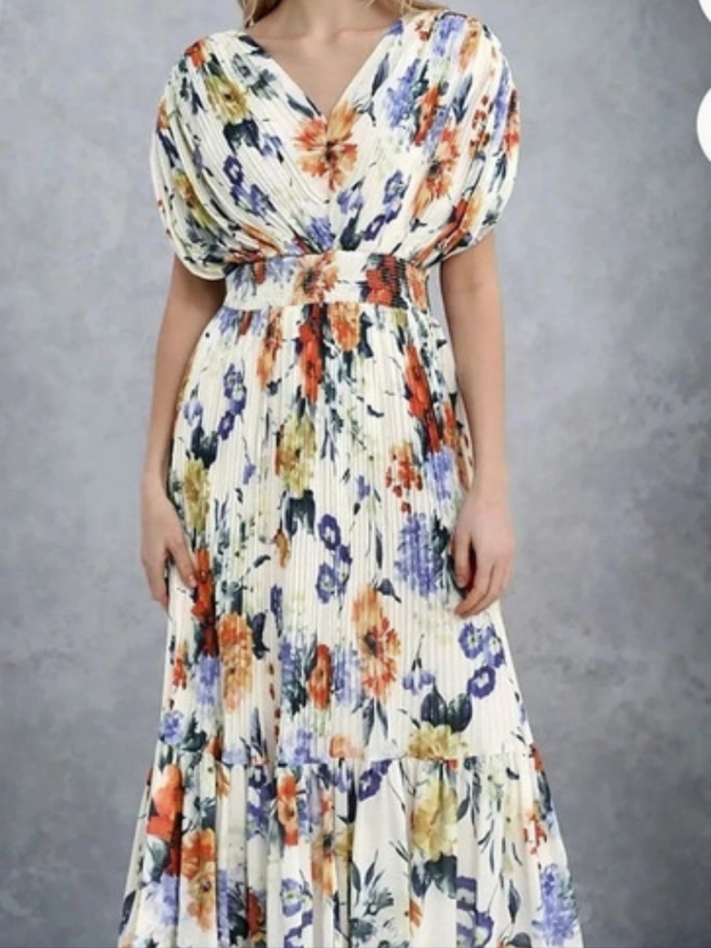 CHICWISH Floral Maxi Dress in White & Blue Size XL NWT